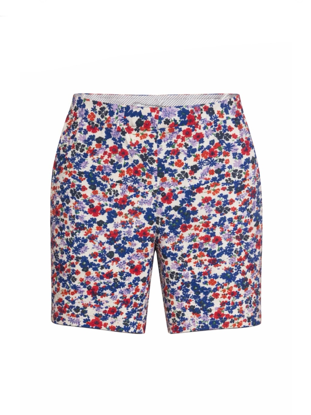 LAND’S END Floral Print Women’s Bermuda Shorts in White, Blue & Red cotton